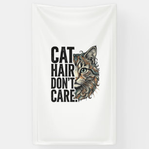 Kattenhaar maakt niet uit Vintage graveer cat shir Spandoek