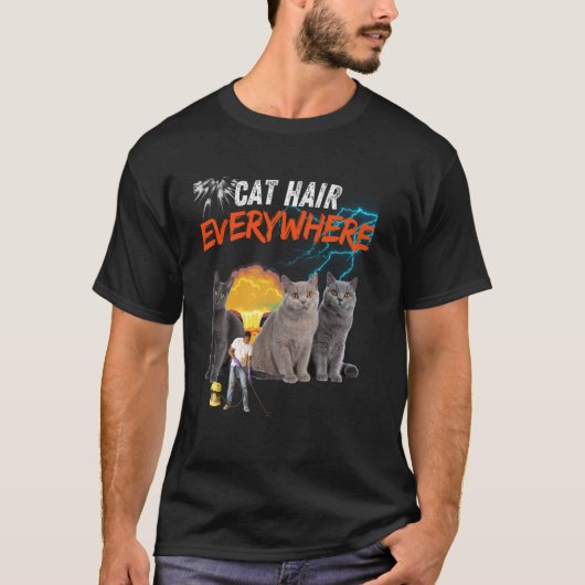 Kattenhaar Overal, Grappig Kattenontwerp, Kattenli T-shirt (Voorkant)