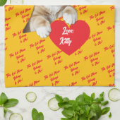 Kattenhart met liefde grappig theedoek (Gevouwen)