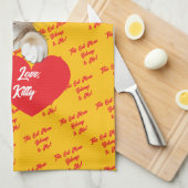 Kattenhart met liefde grappig theedoek (Quarter Fold)