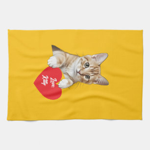 Kattenhart met liefde grappig theedoek