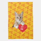 Kattenhart met liefde grappig theedoek (Verticaal)