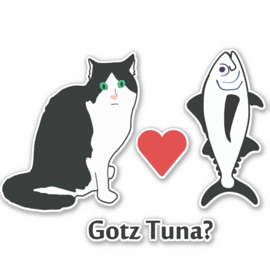Kattenharten tonijn, kat Joke Sticker (Voorkant)
