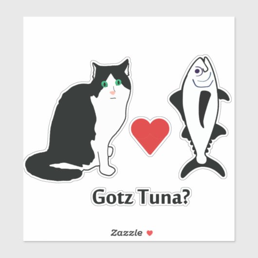 Kattenharten tonijn, kat Joke Sticker (Vel)
