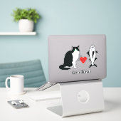 Kattenharten tonijn, kat Joke Sticker (Laptop op bureau)