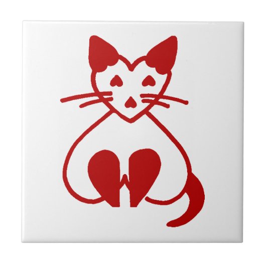 kattenhartritme keramische tapijtschelp tegeltje (Voorkant)