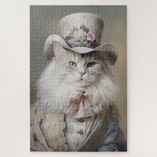 Kattenheer in een hoge hoed legpuzzel (Verticaal)