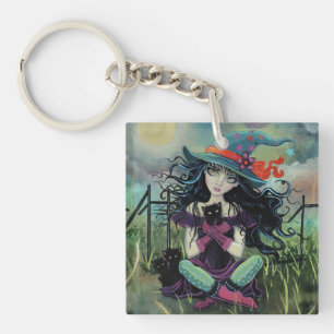 Kattenheks Halloween Fantasie Kunst Sleutelhanger