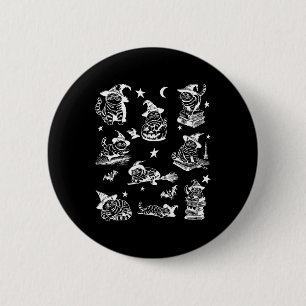 Kattenheks Halloween Kattenpompoen Salem Heksenkat Ronde Button 5,7 Cm