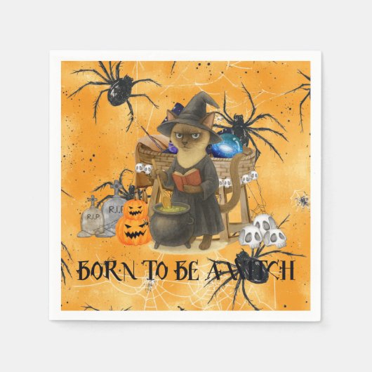 Kattenheks op Halloweenfeest Servet (Voorkant)