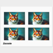 kattenheldere roodkleurige kunstwhisker mooi rechthoekige sticker (Vel)