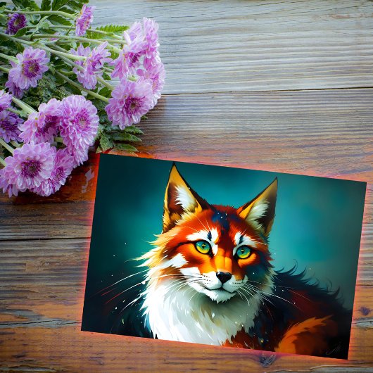 kattenheldere roodkleurige kunstwhisker mooi rechthoekige sticker