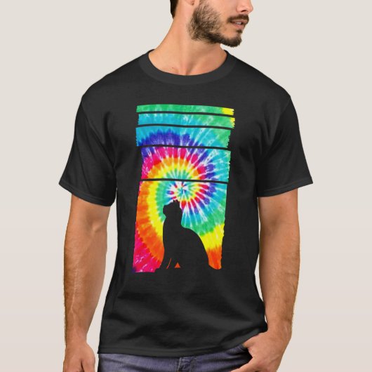 Kattenhippie Tie Dye Kat T-shirt (Voorkant)