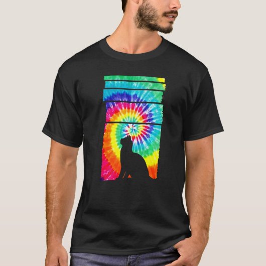 Kattenhippie Tie Dye Kat T-shirt (Voorkant)