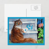 Kattenhobo teken, vriendelijke dame woont hier bri briefkaart (Voorkant / Achterkant)