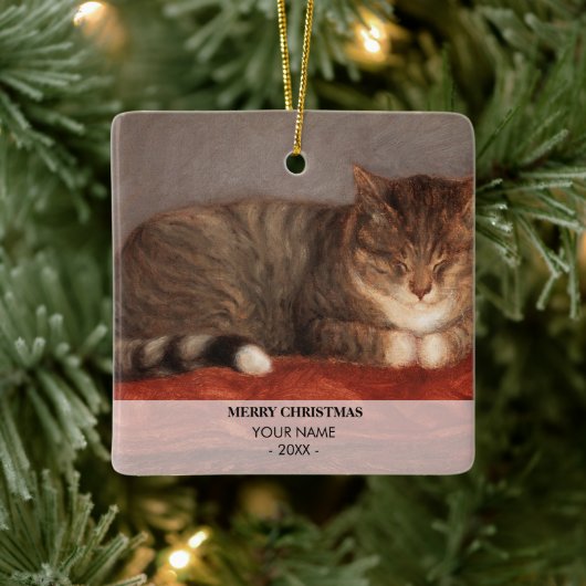 Kattenhond Foto Huisdier Herdenkingscadeau Portret Keramisch Ornament (Boom)