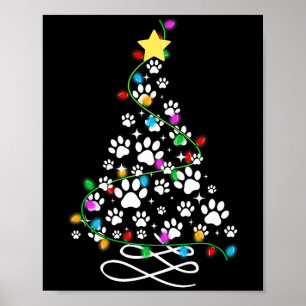 Kattenhond Poot Kerstboom Lichtjes Vakantie Sinter Poster