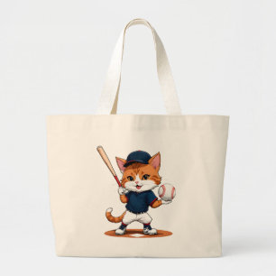 Kattenhonkbalspeler Grote Tote Bag