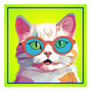 Kattenhoofd die glazen Clipart dragen Foto Afdruk
