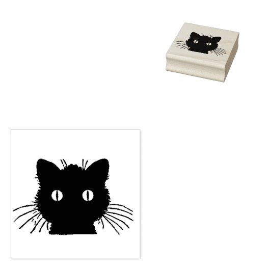 Kattenhoofd Silhouet Rubberstempel (Gestempeld)