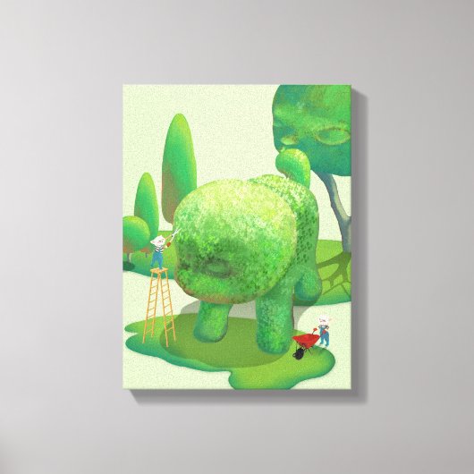 Kattenhoveniers en Groene Dierlijke Struik Canvas Afdruk (Voorkant)