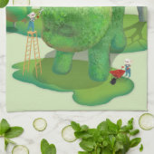 Kattenhoveniers en Groene Dierlijke Struik Theedoek (Gevouwen)