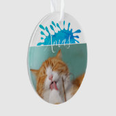 Kattenhuisdier Foto Kerst Script Kerstmis Ornament (voorkant)
