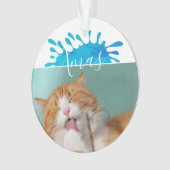 Kattenhuisdier Foto Kerst Script Kerstmis Ornament (voorkant)