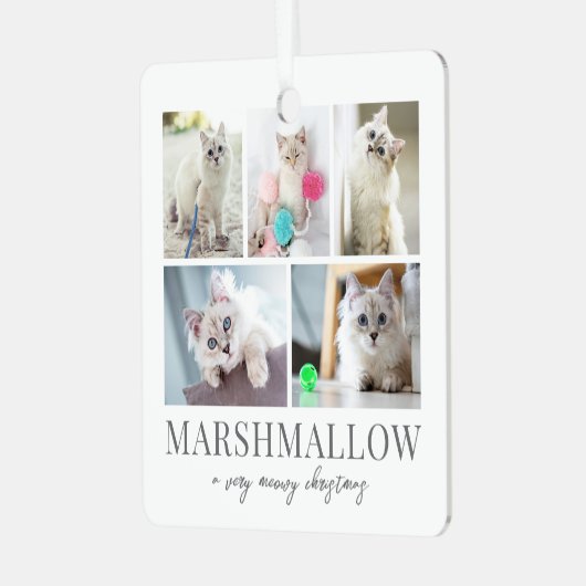 Kattenhuisdier Foto Kerstmis Metalen Ornament (Voorkant links)