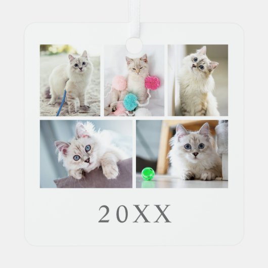 Kattenhuisdier Foto Kerstmis Metalen Ornament (Achterkant)