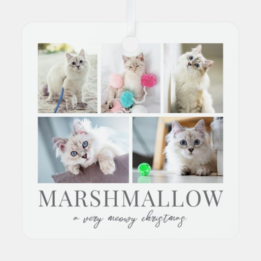Kattenhuisdier Foto Kerstmis Metalen Ornament (Voorkant)
