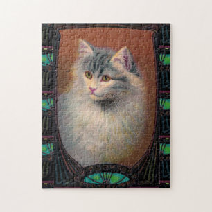  kattenillustratie art nouveau dierenportret legpuzzel