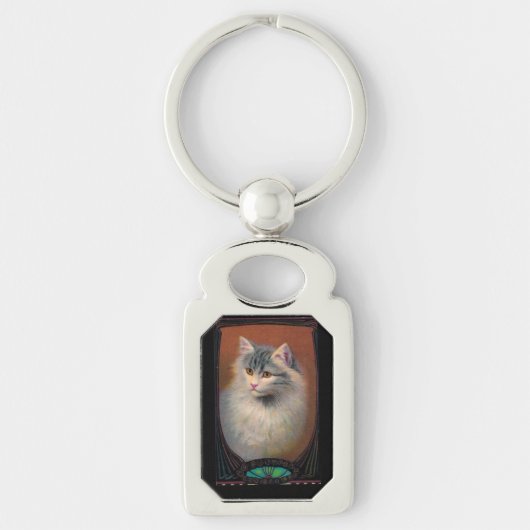  kattenillustratie art nouveau dierenportret sleutelhanger (Voorkant)