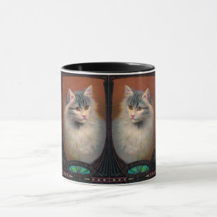 kattenillustratie art nouveau elegant mok