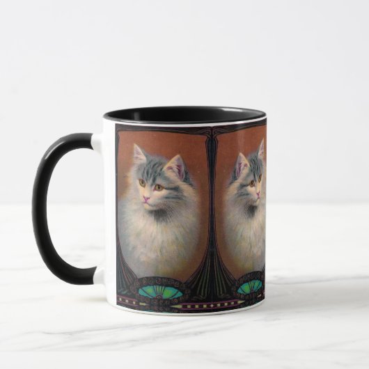 kattenillustratie art nouveau elegant mok (Links)