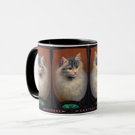 kattenillustratie art nouveau elegant mok (Voorkant links)