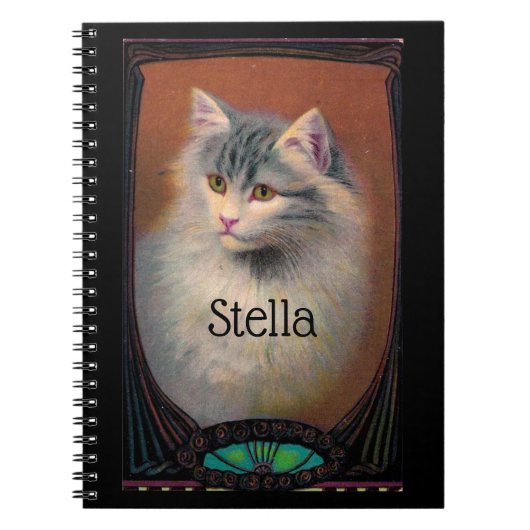 kattenillustratie art nouveau elegant notitieboek (Voorkant)