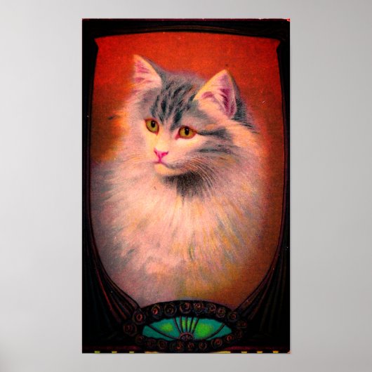  kattenillustratie art nouveau elegant poster (Voorkant)
