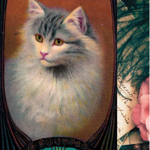  kattenillustratie art nouveau elegant poster