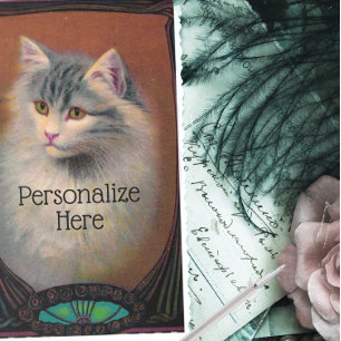 kattenillustratie art nouveau elegant rechthoekige sticker