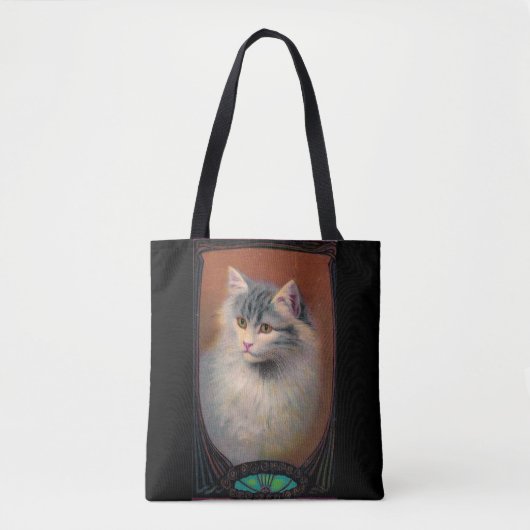  kattenillustratie art nouveau sierlijk huisdier tote bag (Voorkant)