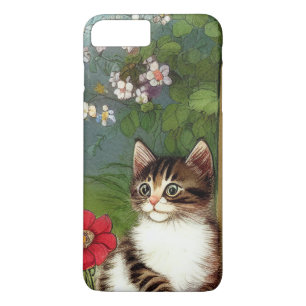 Kattenillustratie met lentevloeren iPhone 8/7 Plus Hoesje