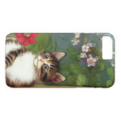  Kattenillustratie met lentevloeren Case-Mate iPhone Case (Achterkant (Horizontaal))