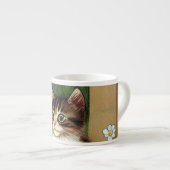 Kattenillustratie met lentevloeren Espresso Kop (Voorkant rechts)