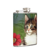 Kattenillustratie met lentevloeren Heupfles (Rechts)