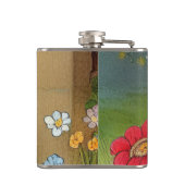 Kattenillustratie met lentevloeren Heupfles (Achterkant)