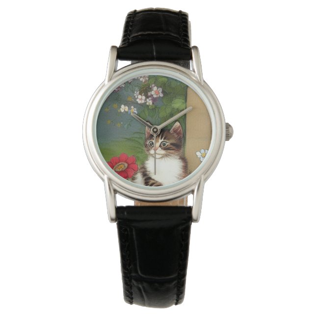  Kattenillustratie met lentevloeren Horloge (Voorkant)