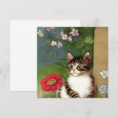 Kattenillustratie met lentevloeren Kaart (Voorkant / Achterkant)