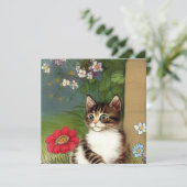 Kattenillustratie met lentevloeren Kaart (Staand voorkant)