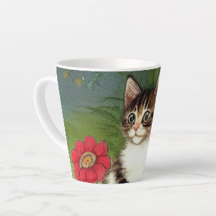 Kattenillustratie met lentevloeren Latte Mok